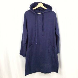 Cutloose Hoodie Sweatshirt Dress Women's Medium Navy Blue Cover Up Supima Cotton